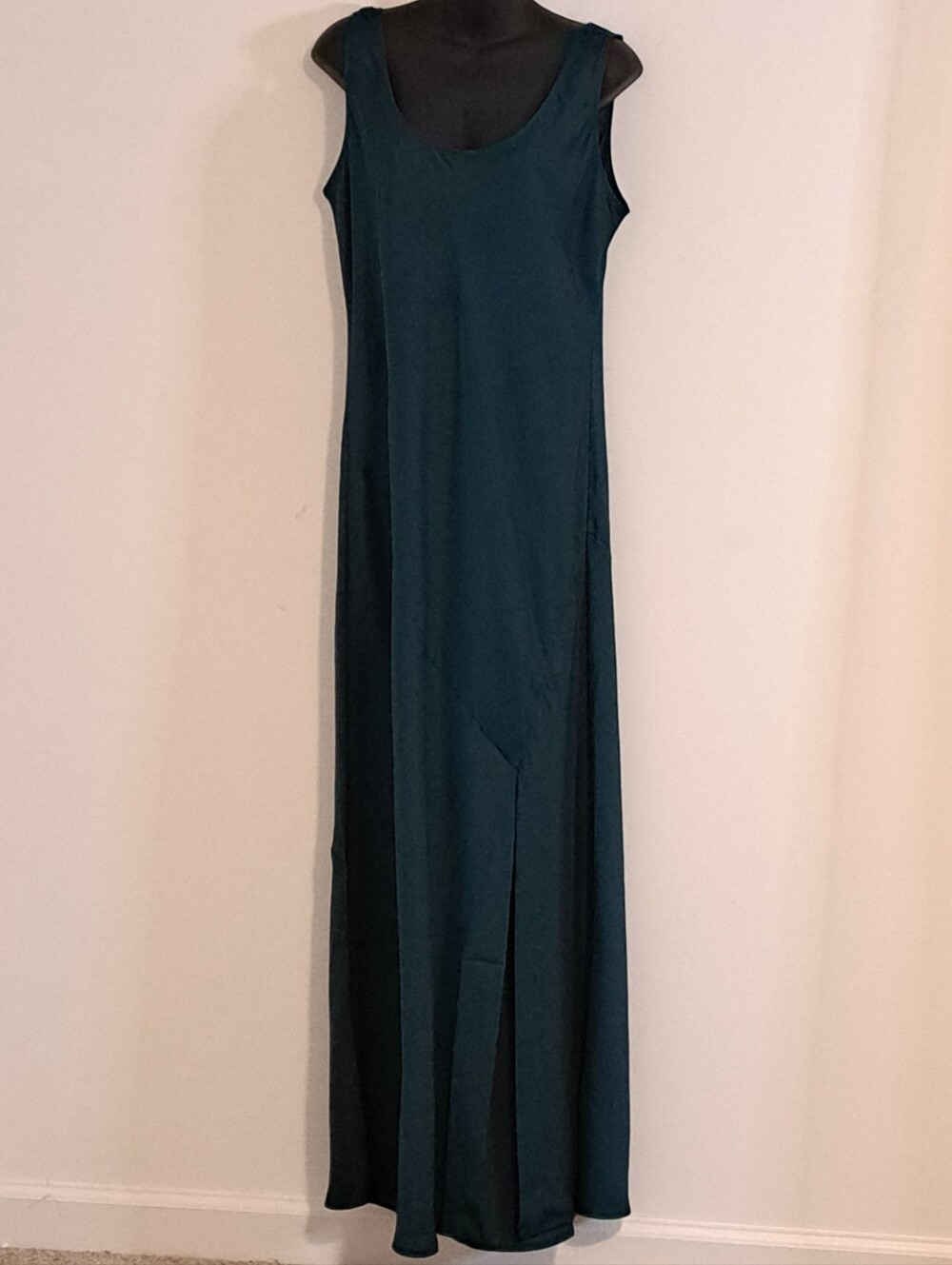 Banana Republic NWT  Sliky Teal Maxi Slip Dress with Side Slit Misses Large - Picture 4 of 10